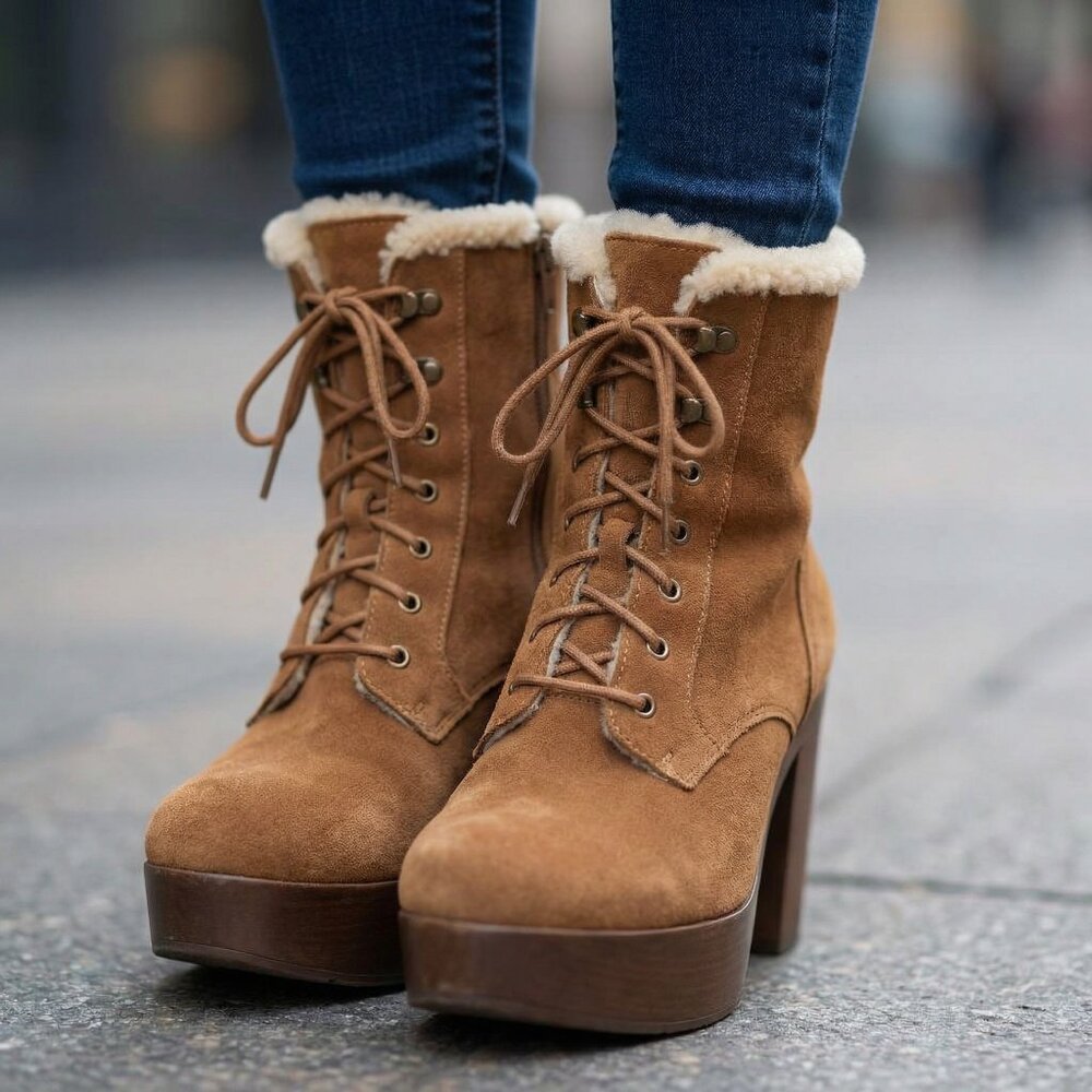 Denim and Supply Ralph Lauren Carson Suede Boots with Faux Shearling Lining NWOB
